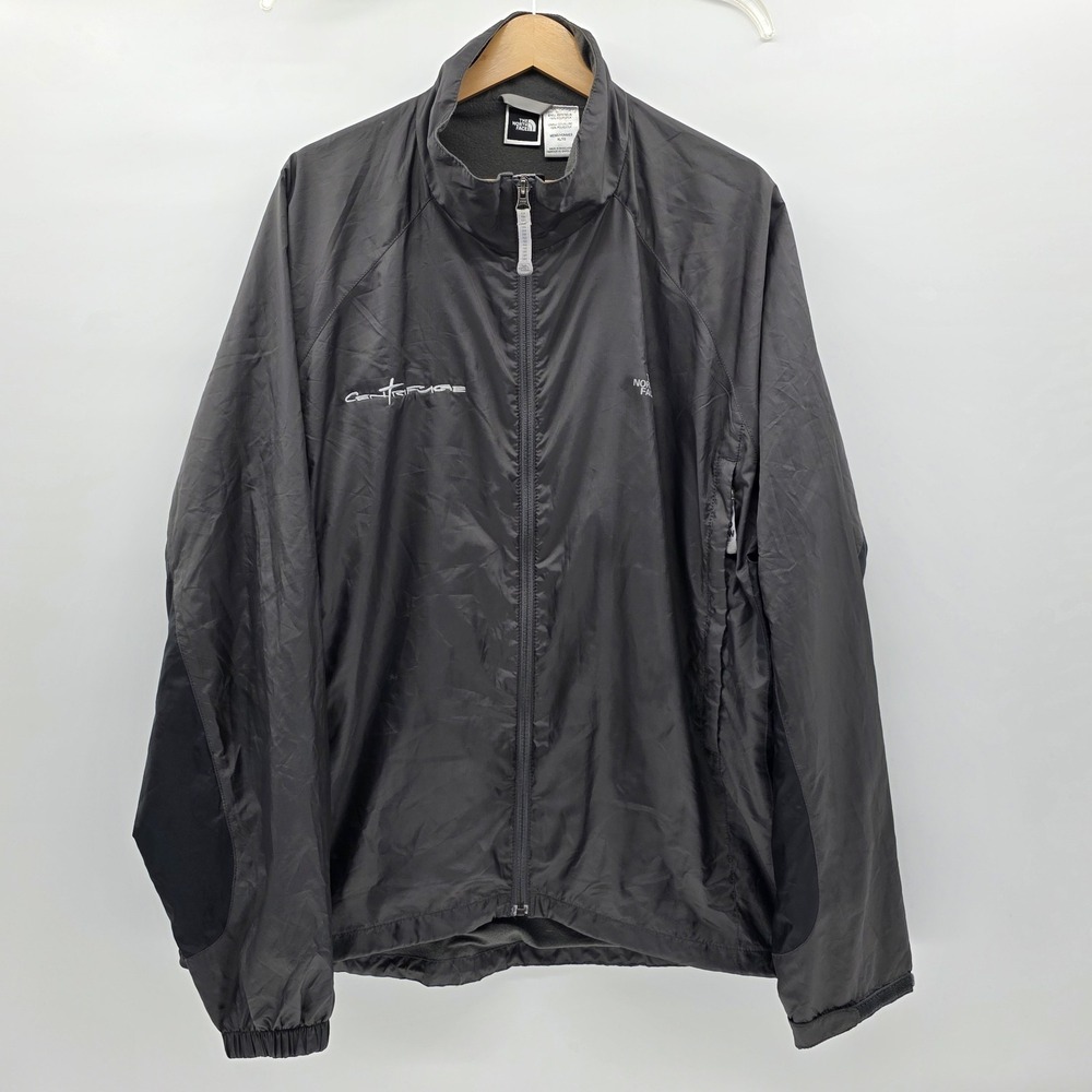 The North Face Stow Jacket Mens XL Gray Full Zip‎ Windbreaker Fleece Lined